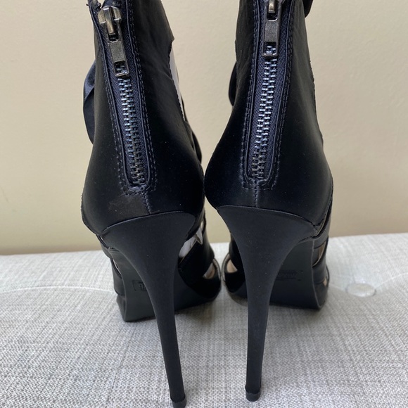 Beautiful Black Satin Cut out Heels - Picture 7 of 11